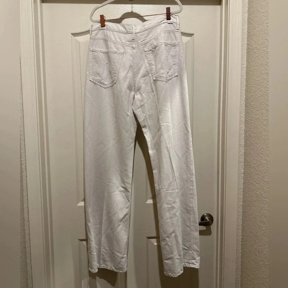 MOTHER The Lasso Heel Woops-A-Daisy Chalk Wide Leg Jeans White Size 31 - Picture 7 of 12